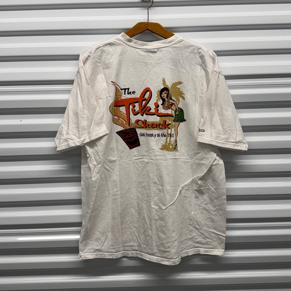 Vintage 90s Hawaii Surf Tiki‎ Shack Funny Joke Hawaiian Girl white Mens XL Shirt